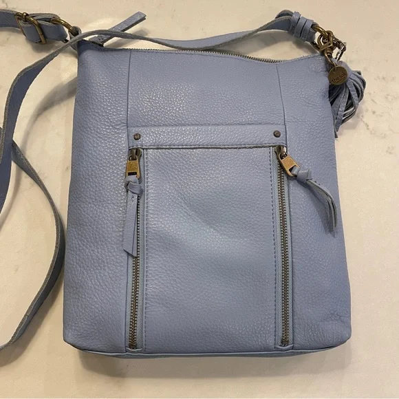 The Sak Ladera Light Blue Pebbled Leather Crossbody Bag - Picture 2 of 10